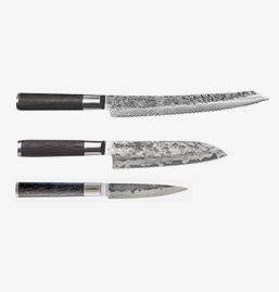 Satake Kuro 3 pcs Set (breadknife, Petty 11cm, Santoku 18cm)
